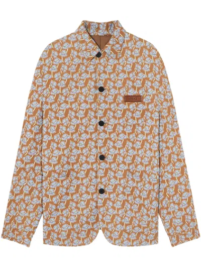 Versace Logo-tag Overshirt In 褐色
