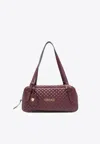 Versace Bordeaux Quilted Leather Bowling Crossbody Bag In Burgundy