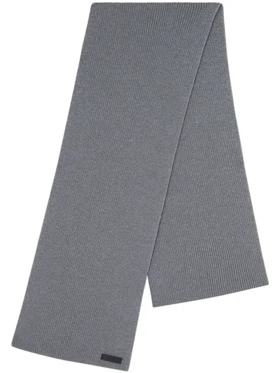 Versace Logo-tag Virgin-wool Scarf In Grey