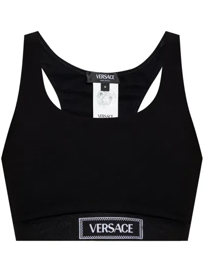 Versace Logo Top In Black