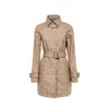 Versace Trench Coat With Allover Motif And Belted Waist In Brown