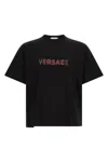 Versace T-shirt With Embroidered Logo In Black