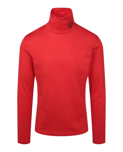 Versace Logo Turtle Neck Shirt In Red