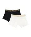 Versace Boxer Briefs Contrast Waistband Elastic Two Pack In White