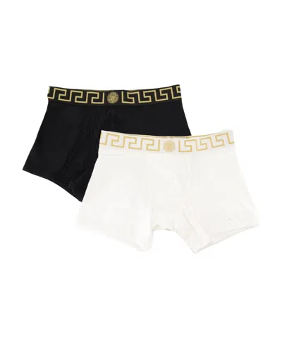 VERSACE VERSACE TWO-PACK LOGO-WAISTBAND BOXERS