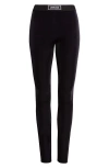 Versace Leggings With Logo In Black