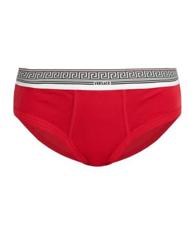 Versace Logo Waist Briefs In Red