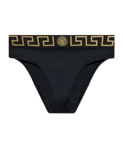 VERSACE LOGO-WAISTBAND BIKINI BOTTOMS