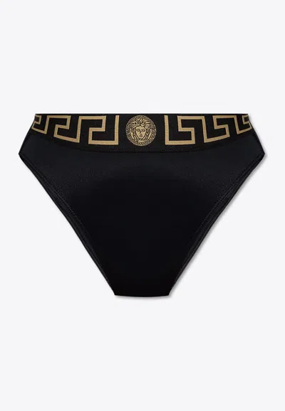 VERSACE LOGO-WAISTBAND BIKINI BRIEFS