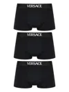 Versace Logo Intarsia Pack Of Three Boxers In Black