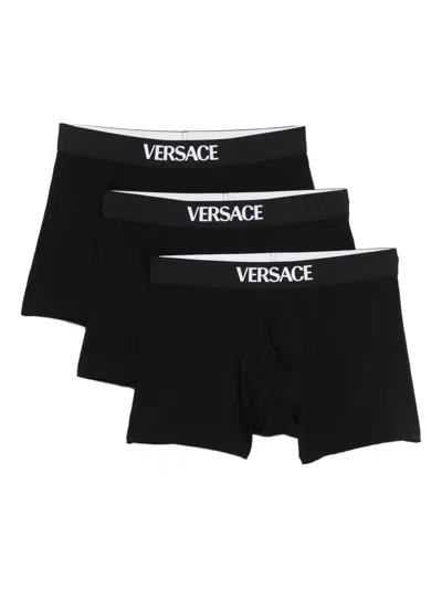 Versace Logo-waistband Boxers (pack Of Three)