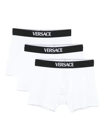 Versace Logo-waistband Boxers (pack Of Three) In White