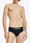 Versace Logo Waistband Briefs - Set Of 3 In Black