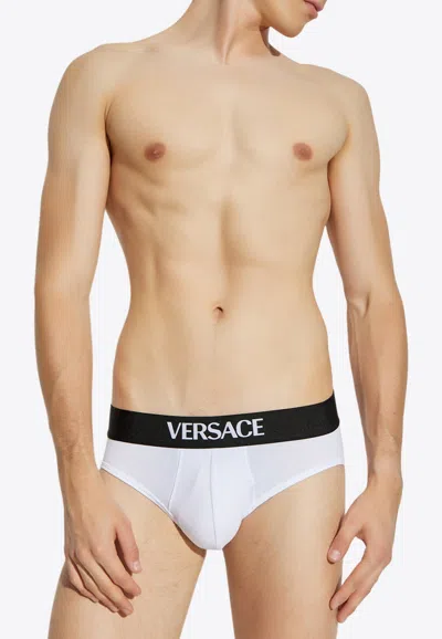 Versace Logo Waistband Briefs - Set Of 3 In White