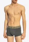 Versace Logo-waistband Briefs In Gray