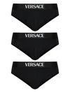 Versace Logo-waistband Briefs (pack Of Three) In Black