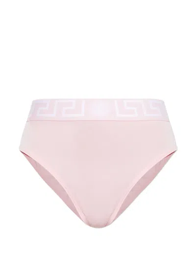 Versace Logo Waistband Briefs In Pink