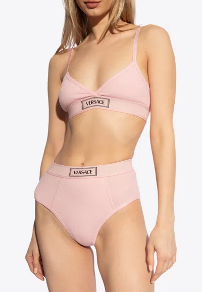 Versace Logo Waistband Briefs In Pink