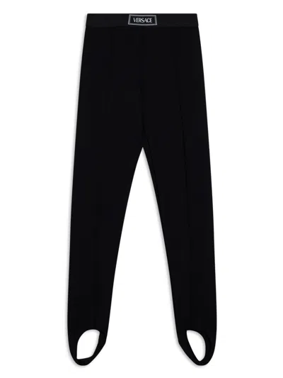 Versace Kids' Logo-waistband Leggings In Black