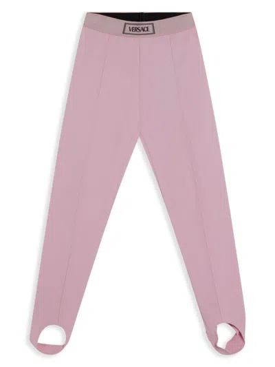Versace Kids' Logo-waistband Leggings In Pink