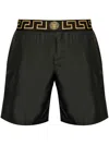 Versace Swim Shorts Featuring Greek Border In Black