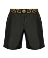 Versace Swim Shorts Featuring Greek Border In Green
