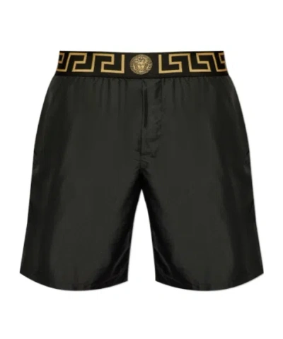 VERSACE LOGO-WAISTBAND SWIM SHORTS