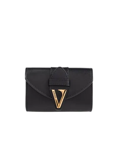 Versace Logo Wallet In Black