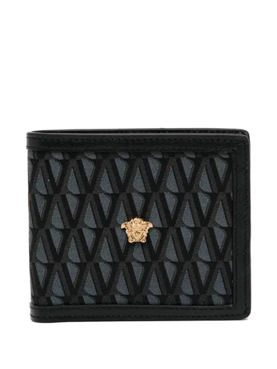 Versace Logo Wallet In Black