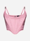 Versace Corseted Wool Bustier Top In Pastel Pink