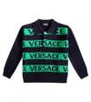 VERSACE LOGO WOOL POLO SWEATER