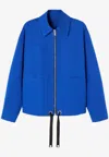 Versace Logo Zip-up Overshirt In Blue