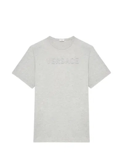 Versace Kids' Logo-appliqué T-shirt In Neutral