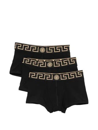 Versace Logo-band Cotton-blend Boxer Shorts (3-pack) In Multi