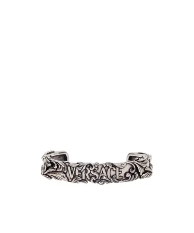Versace Baroque-inspired Metal Cuff Bracelet In Silver