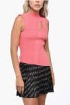 Versace La Vacanza Ribbed Tank Top With Cut-out