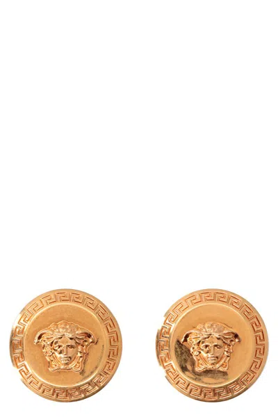 Versace Logoed Earrings In Gold