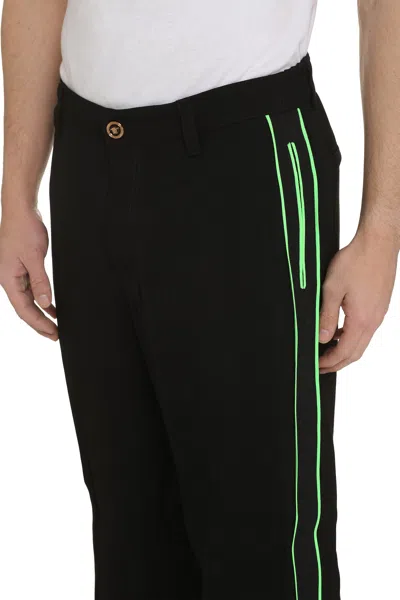 Versace Logoed Side Stripes Track-pants In Black