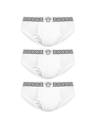 Versace Greca Logo 3-pack Briefs In Animal Print