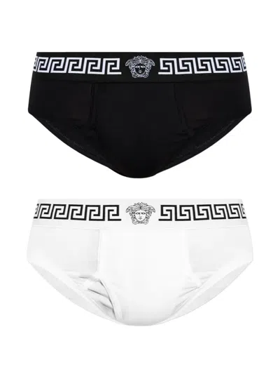Versace Logo-embellished Briefs (set Of Two) In Multi