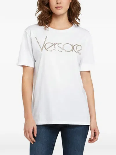 Pre-owned Versace Logo-embellished T-shirt In White