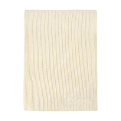 Versace Logo-embroidered Cotton Scarf In Neutral
