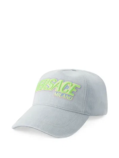VERSACE LOGO-EMBROIDERED DENIM BASEBALL CAP