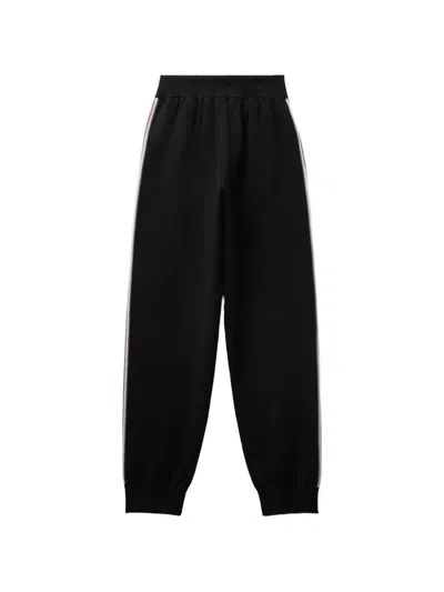 Versace Logo-embroidered Side-stripe Track Pants In Black