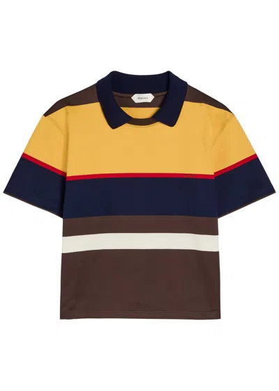 Versace Logo-embroidered Striped Cotton Polo T-shirt In Multi