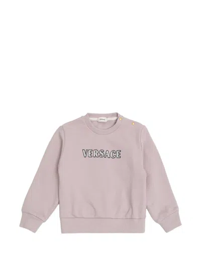 Versace Babies' Logo-embroidered Sweatshirt In Purple