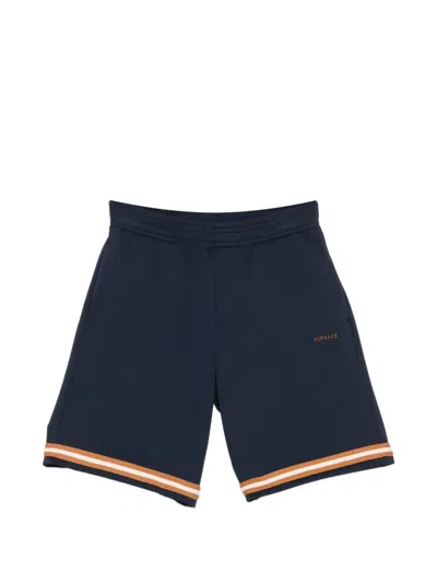 Versace Kids' Logo-embroidered Track Shorts In Blue