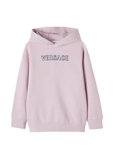 Versace Kids' Logo-embroidery Hoodie In Pink