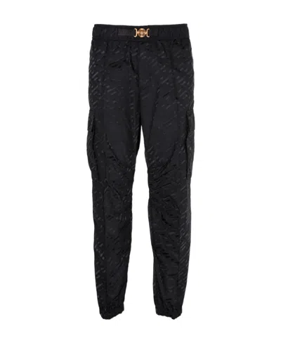 Versace Logo-jacquard Track Pants In Black