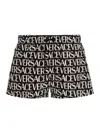 Versace Monogram Printed Nylon Swim Shorts In Black